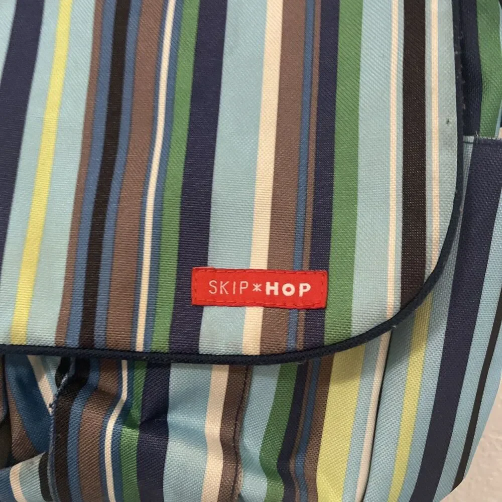 Skip Hop Baby Diaper Bag Unisex Blue Brown Stripes Dad Bag See